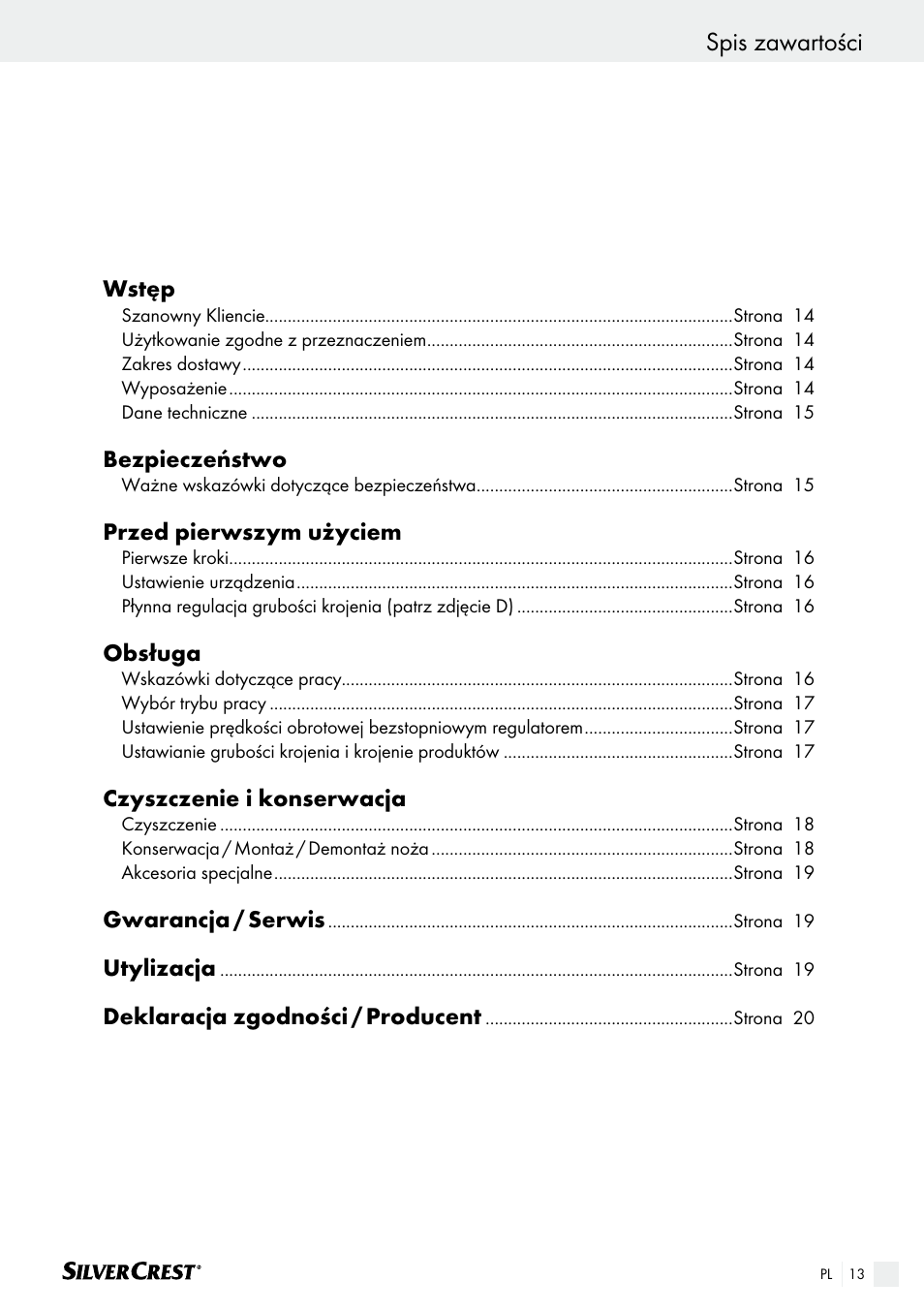 Spis zawartości | Silvercrest SAS 150 A1 User Manual | Page 13 / 61