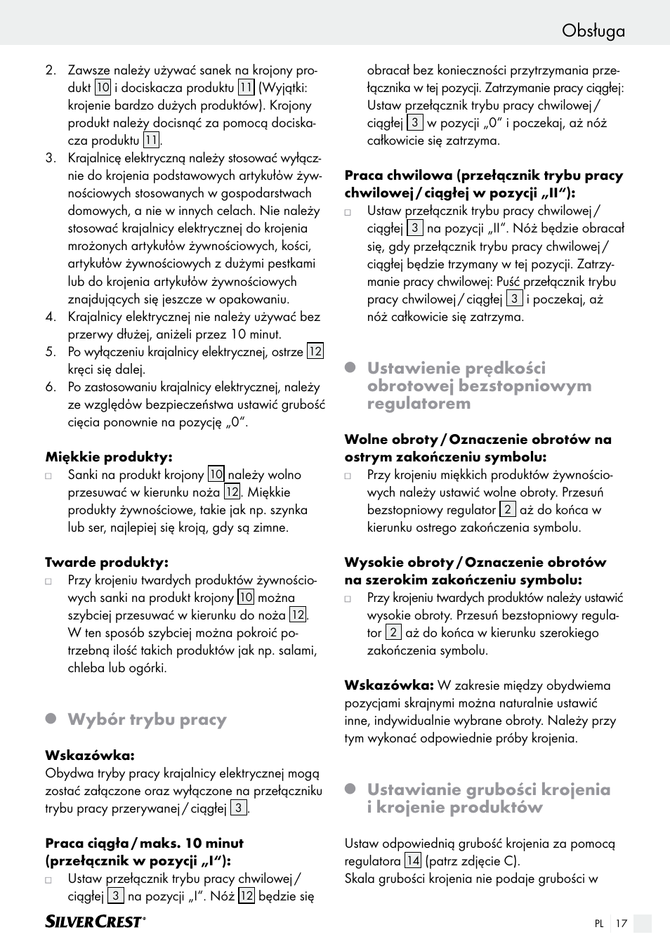 Wybór trybu pracy, Ustawianie grubości krojenia i krojenie produktów | Silvercrest SAS 150 A1 User Manual | Page 17 / 61