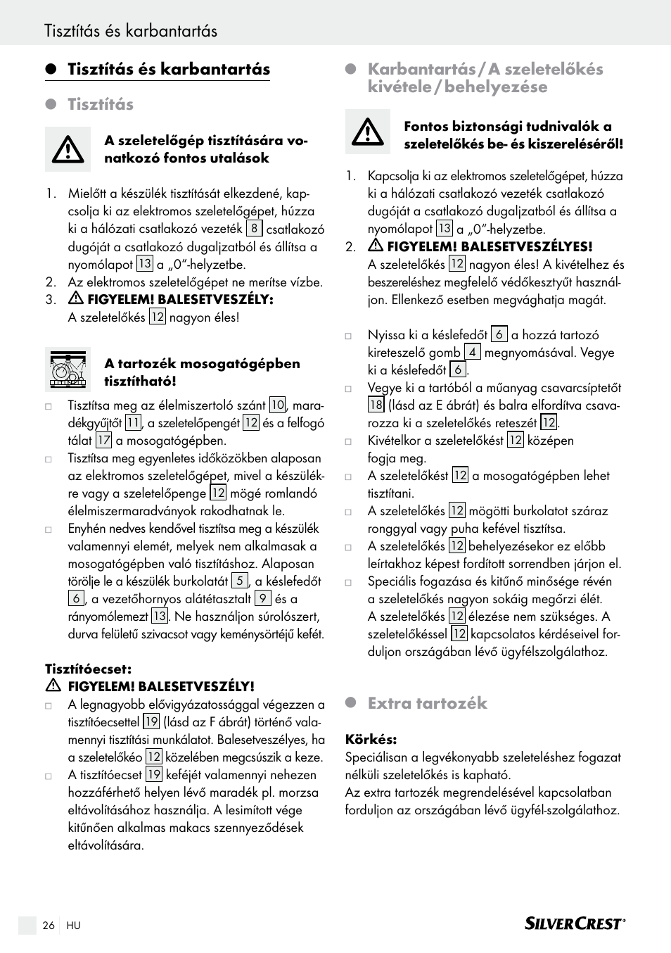 Tisztítás és karbantartás, Tisztítás, Extra tartozék | Silvercrest SAS 150 A1 User Manual | Page 26 / 61