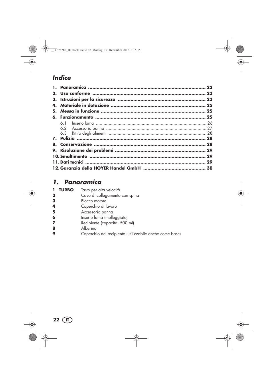 Indice, Panoramica | Silvercrest SMZS 260 D3 User Manual | Page 24 / 54