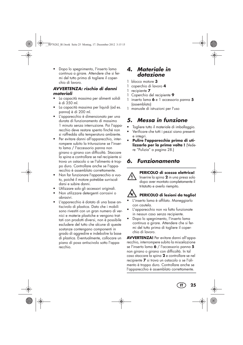 Materiale in dotazione, Messa in funzione, Funzionamento | Silvercrest SMZS 260 D3 User Manual | Page 27 / 54