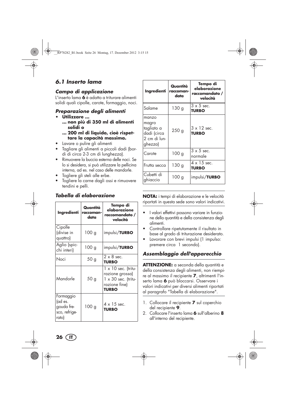 1 inserto lama | Silvercrest SMZS 260 D3 User Manual | Page 28 / 54