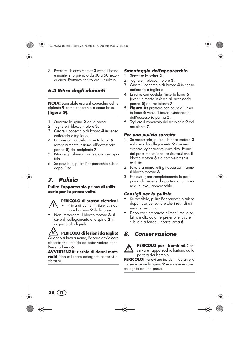 Pulizia, Conservazione | Silvercrest SMZS 260 D3 User Manual | Page 30 / 54