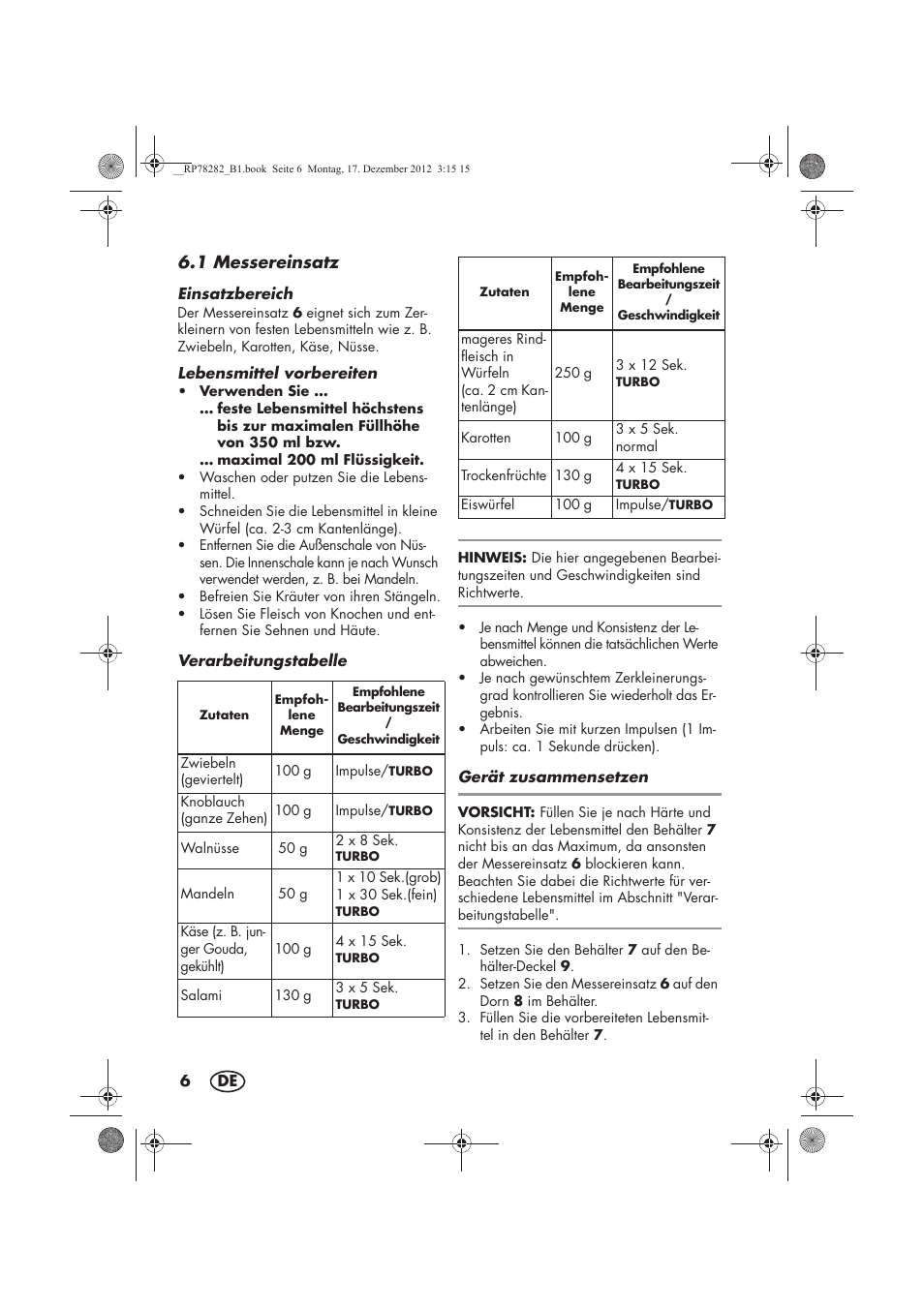 1 messereinsatz | Silvercrest SMZS 260 D3 User Manual | Page 8 / 54