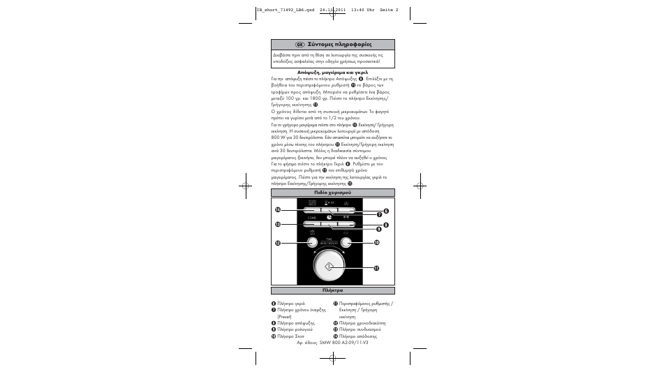 Σύντομες πληροφορίες | Silvercrest SMW 800 A2 User Manual | Page 2 / 2