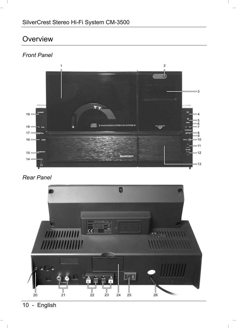 Overview | Silvercrest CM-3500 User Manual | Page 12 / 71