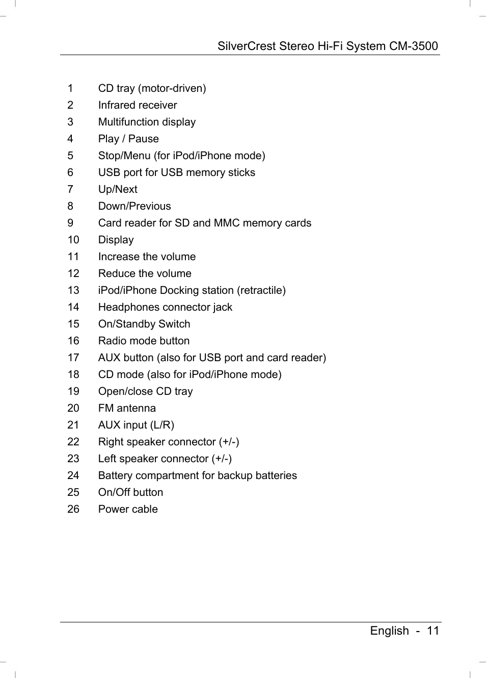 Silvercrest CM-3500 User Manual | Page 13 / 71
