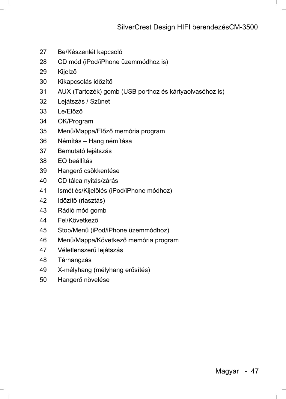 Silvercrest CM-3500 User Manual | Page 49 / 71