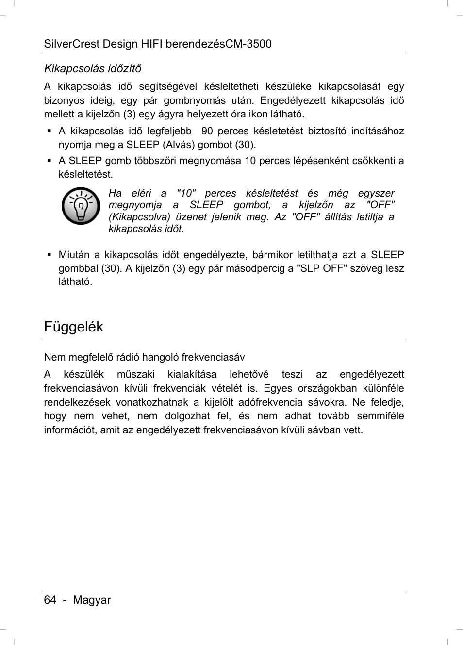 Függelék | Silvercrest CM-3500 User Manual | Page 66 / 71