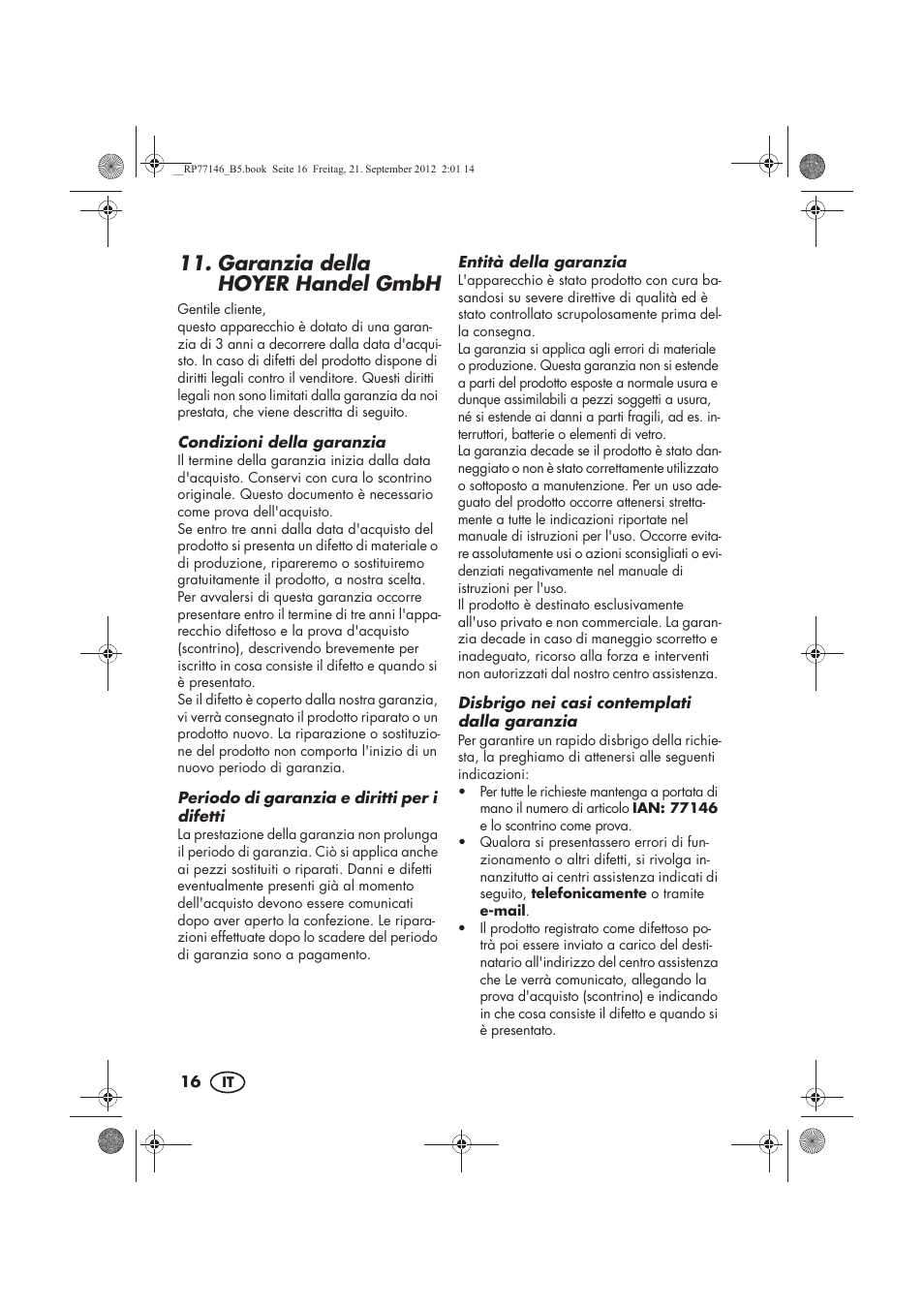 Garanzia della hoyer handel gmbh | Silvercrest SZP 25 B1 User Manual | Page 18 / 46