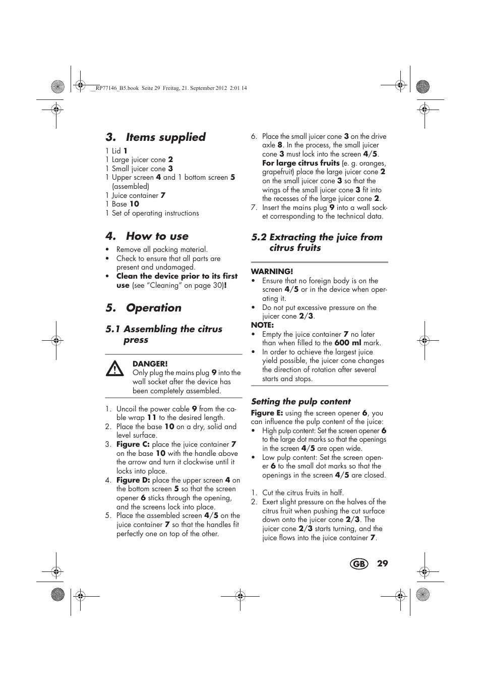 Items supplied, How to use, Operation | Silvercrest SZP 25 B1 User Manual | Page 31 / 46