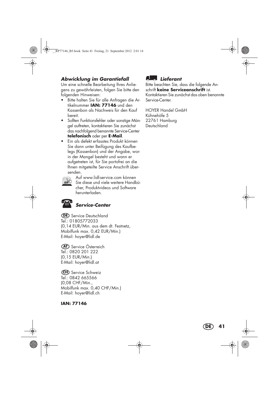 Silvercrest SZP 25 B1 User Manual | Page 43 / 46