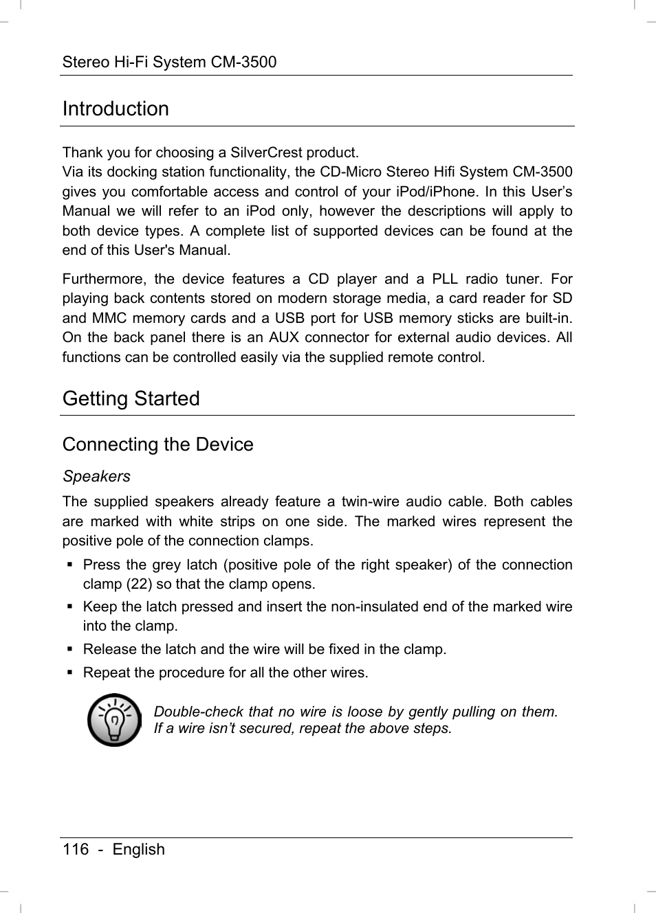 Introduction, Getting started, Connecting the device | Silvercrest CM-3500 User Manual | Page 118 / 141