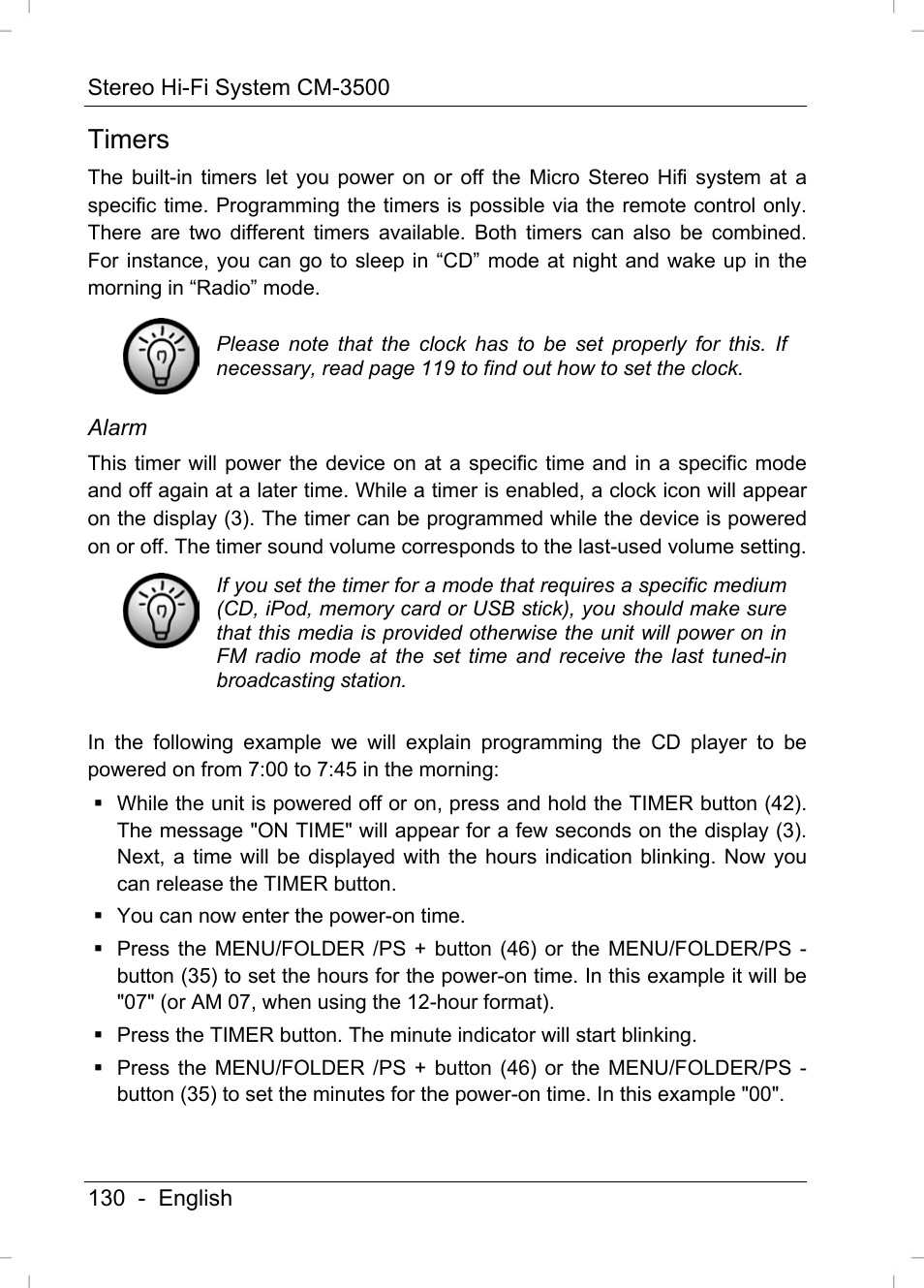 Timers | Silvercrest CM-3500 User Manual | Page 132 / 141