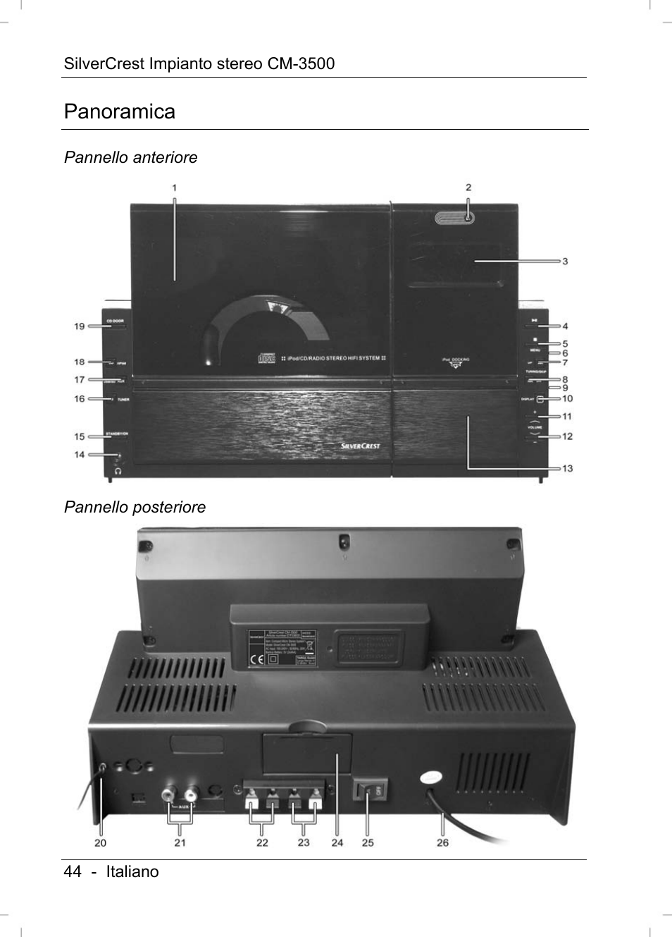 Panoramica | Silvercrest CM-3500 User Manual | Page 46 / 141