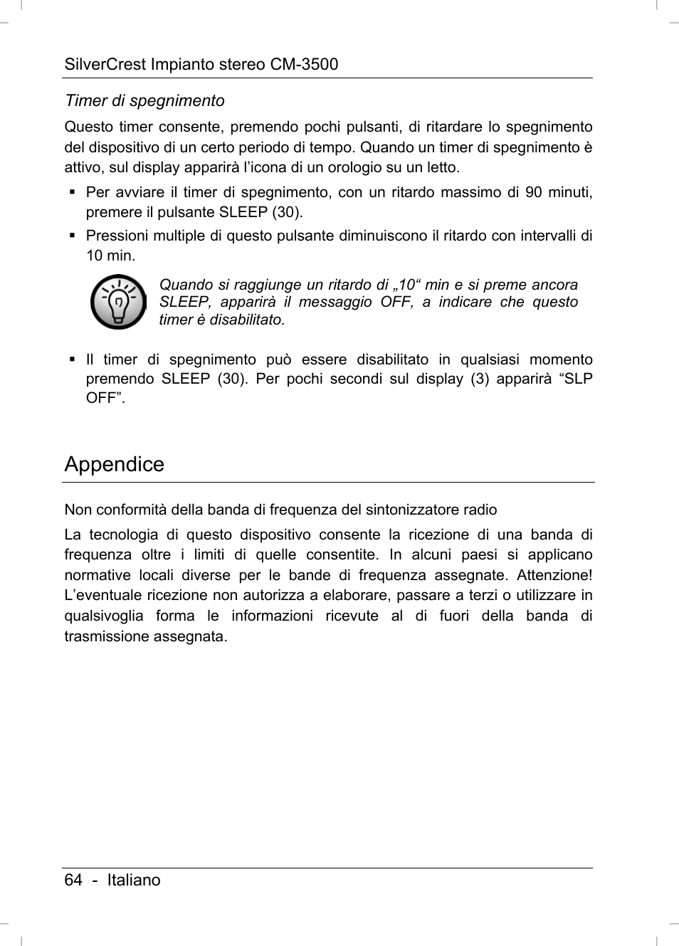 Appendice | Silvercrest CM-3500 User Manual | Page 66 / 141