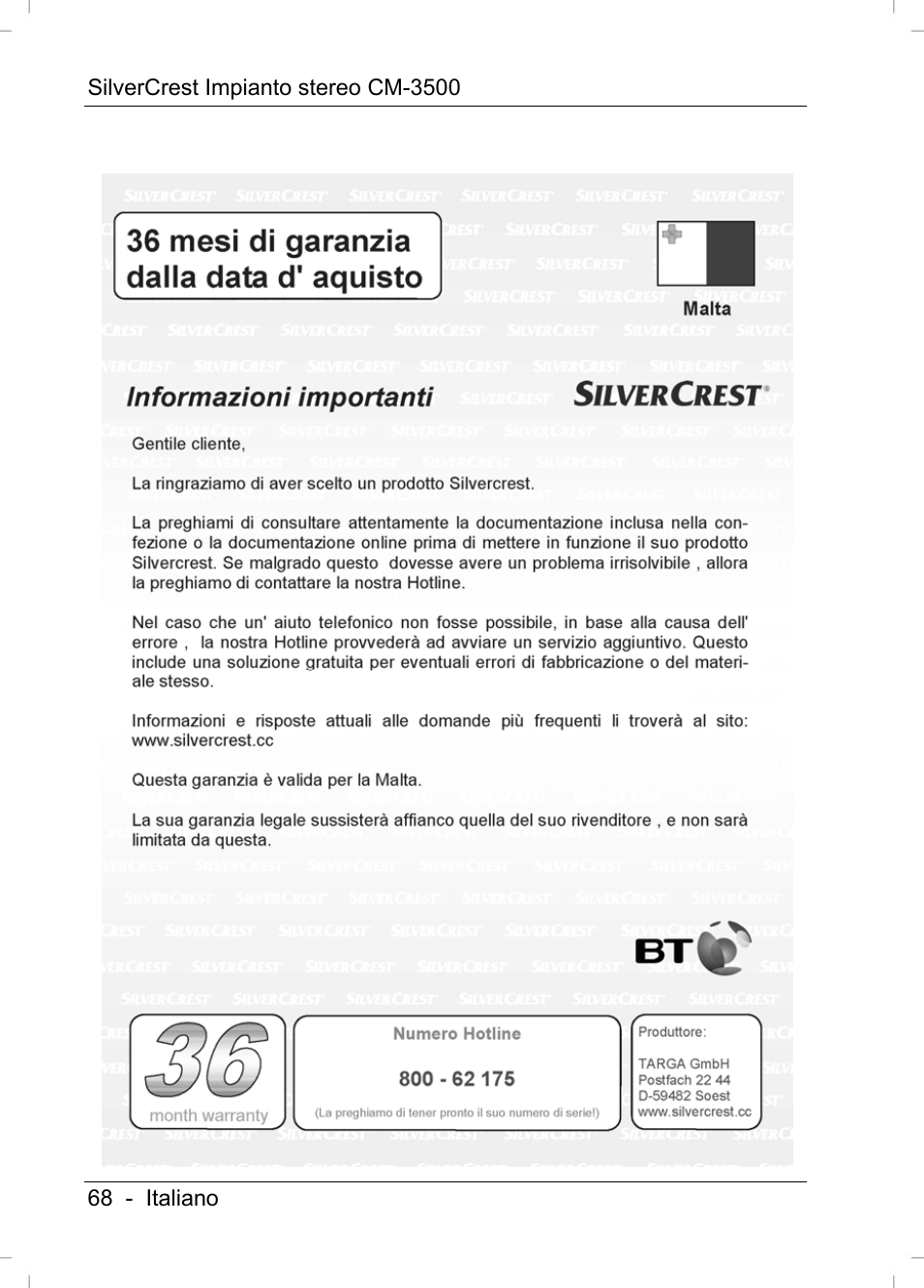 Silvercrest CM-3500 User Manual | Page 70 / 141