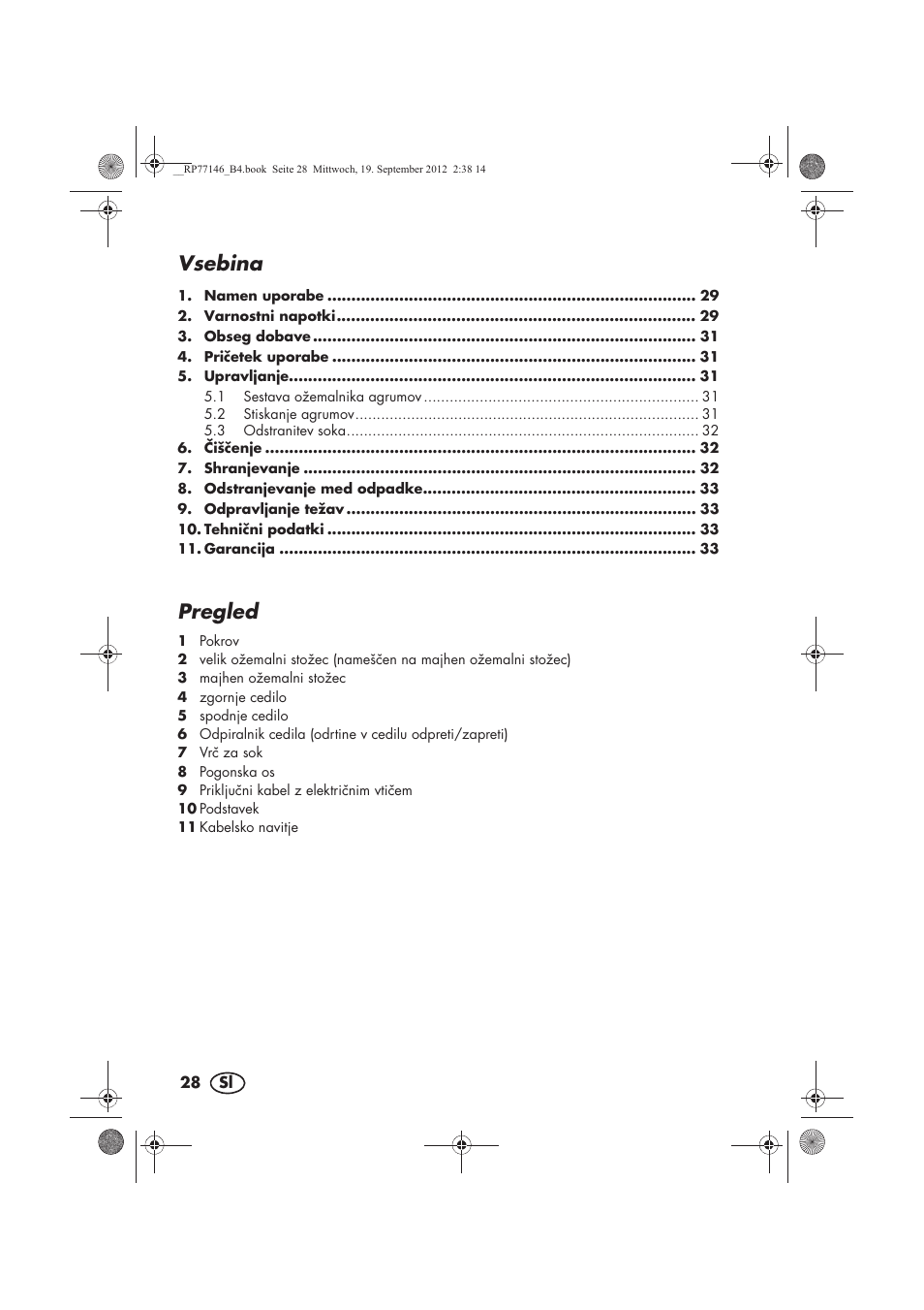 Vsebina, Pregled | Silvercrest SZP 25 B1 User Manual | Page 30 / 62