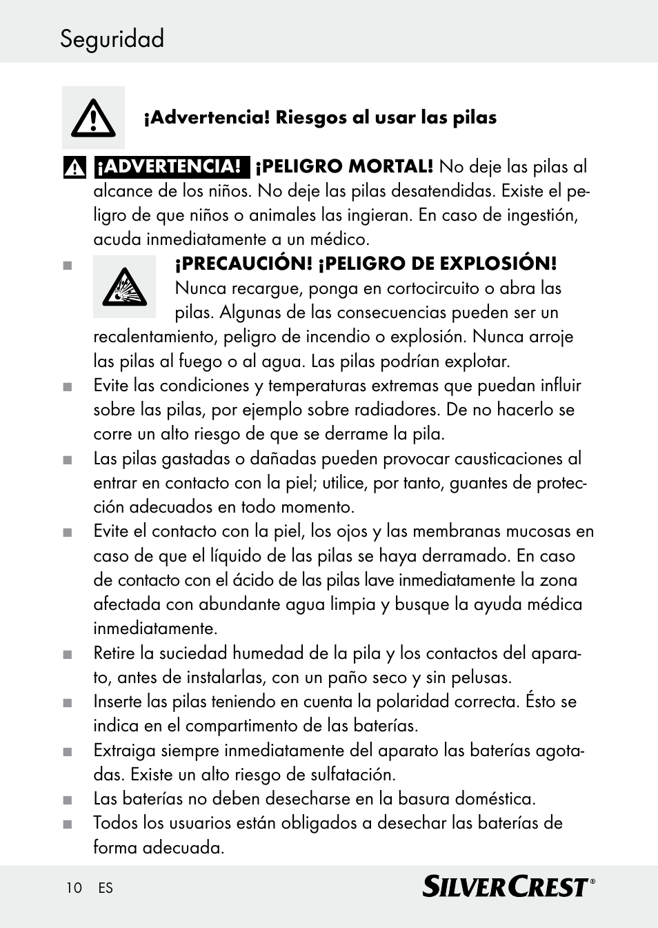 Seguridad | Silvercrest Z30509 User Manual | Page 10 / 74