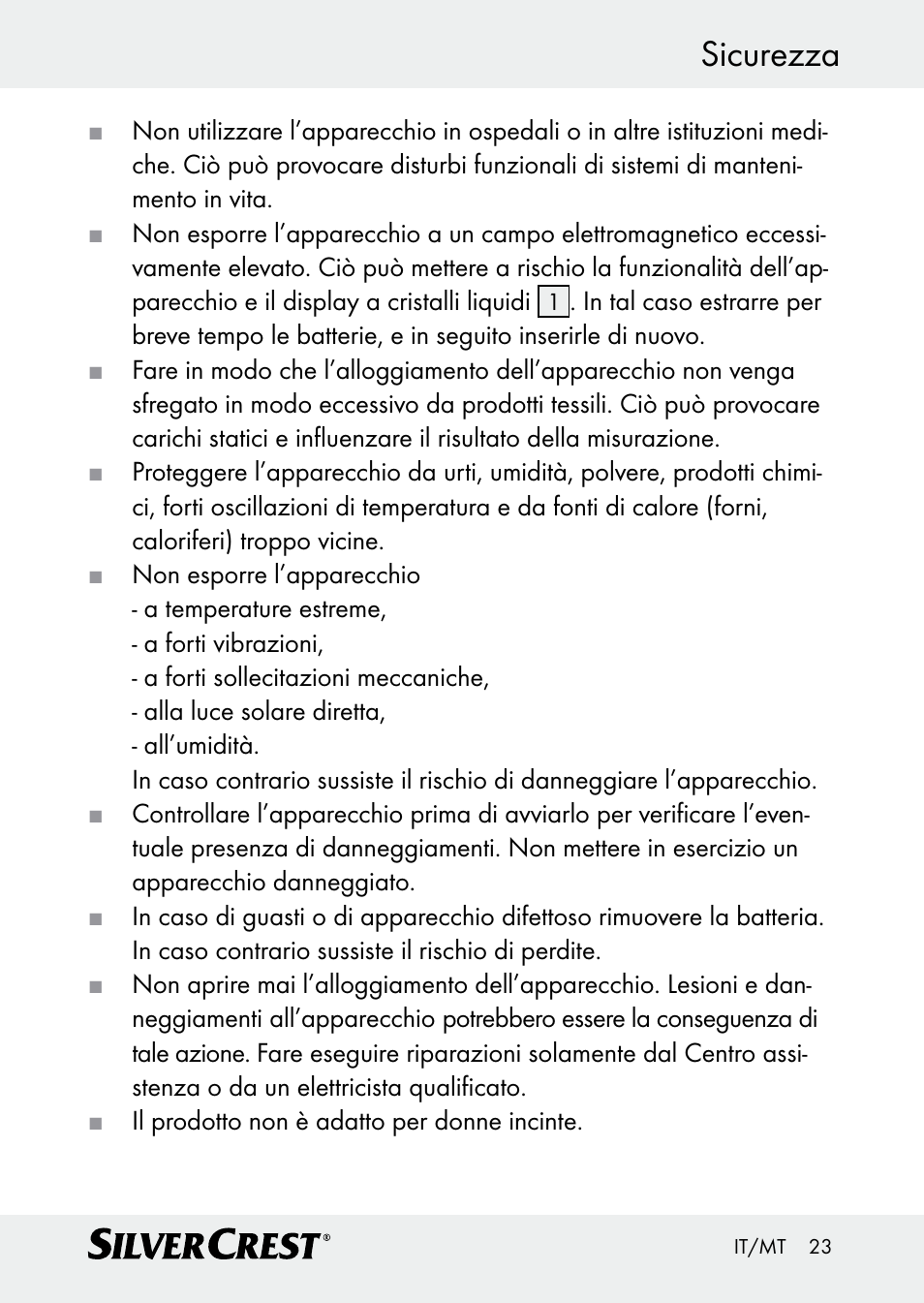 Sicurezza | Silvercrest Z30509 User Manual | Page 23 / 74