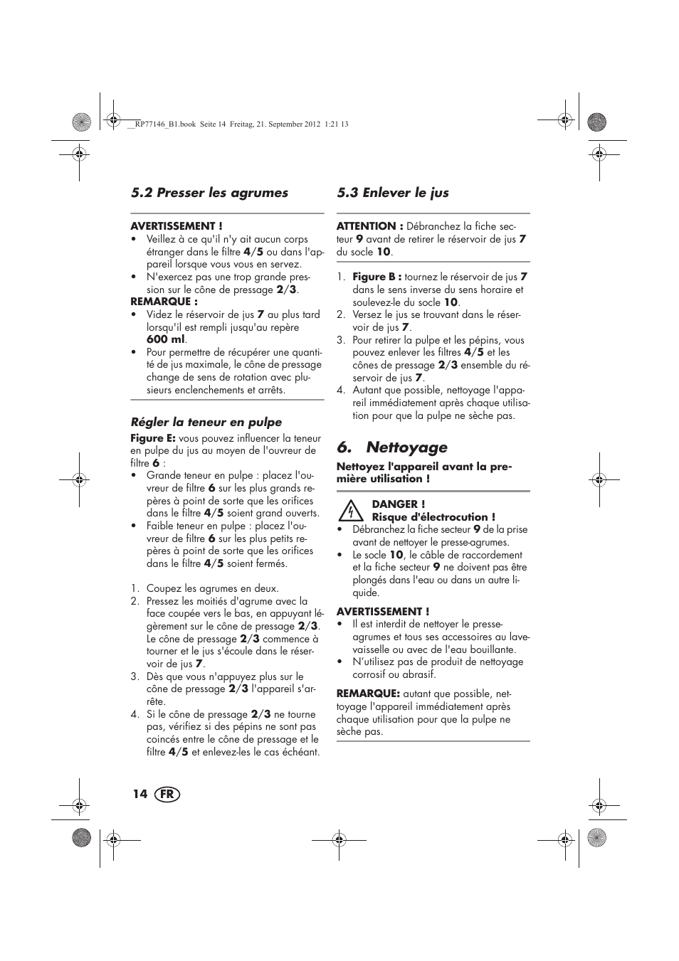 Nettoyage | Silvercrest SZP 25 B1 User Manual | Page 16 / 46