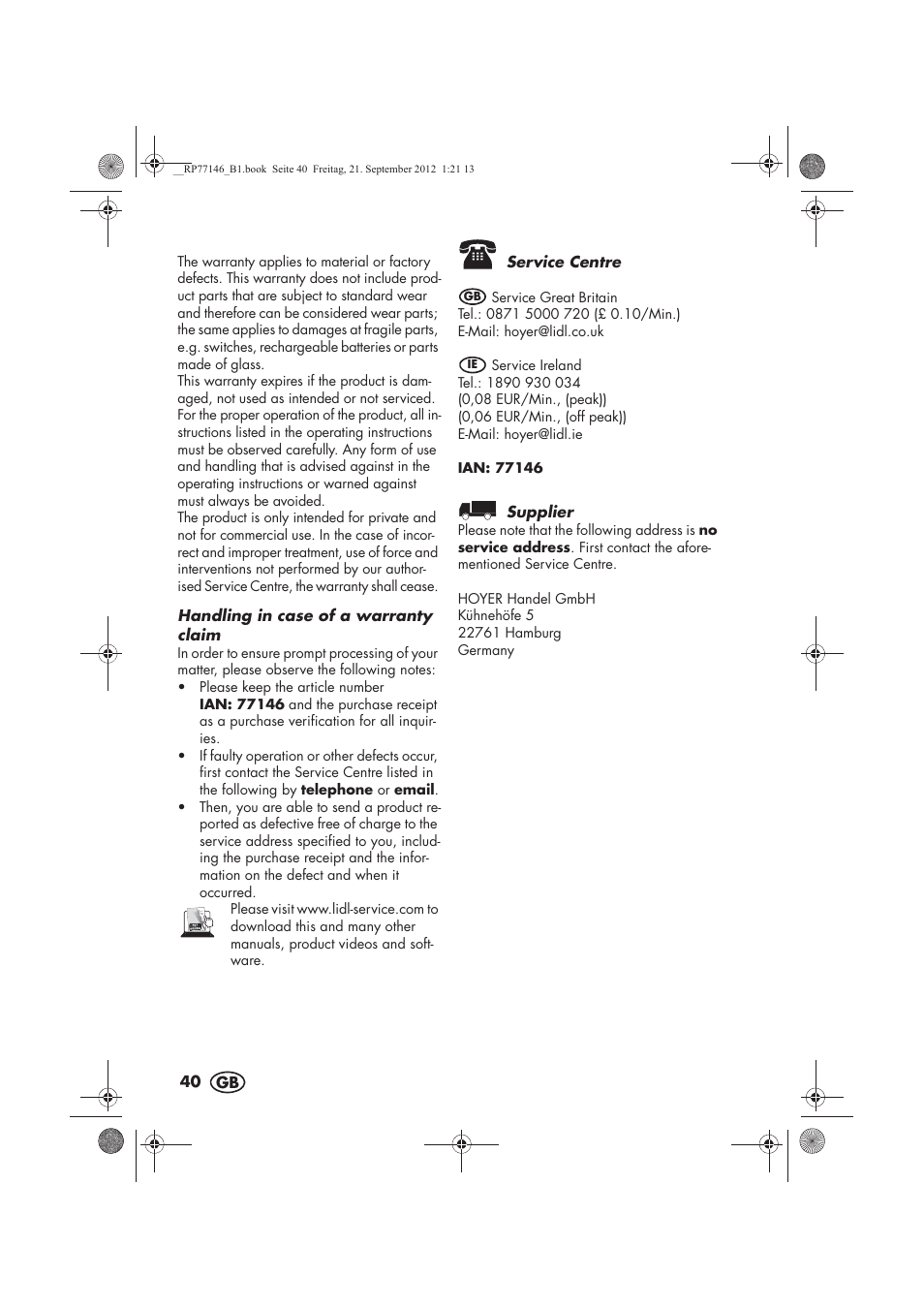 Silvercrest SZP 25 B1 User Manual | Page 42 / 46