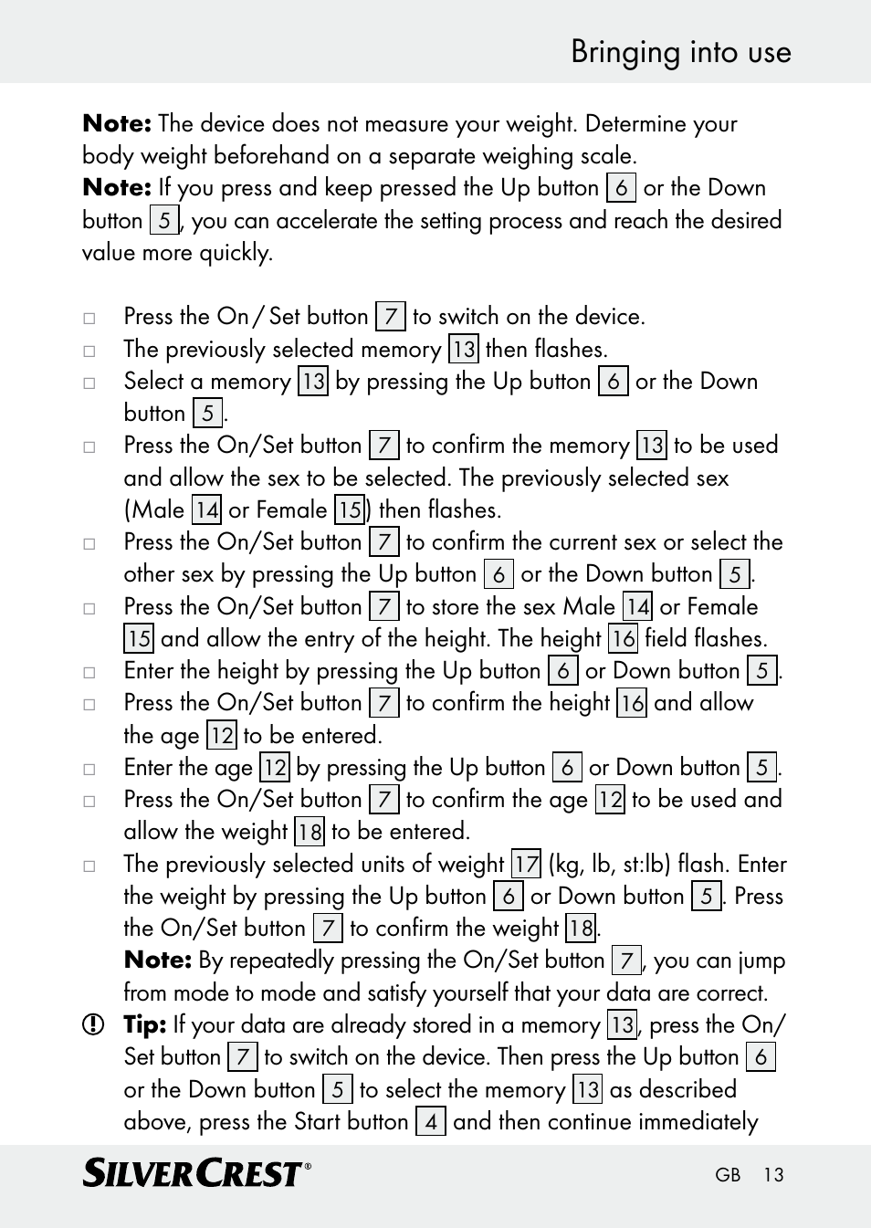 Bringing into use | Silvercrest Z30509 User Manual | Page 13 / 85