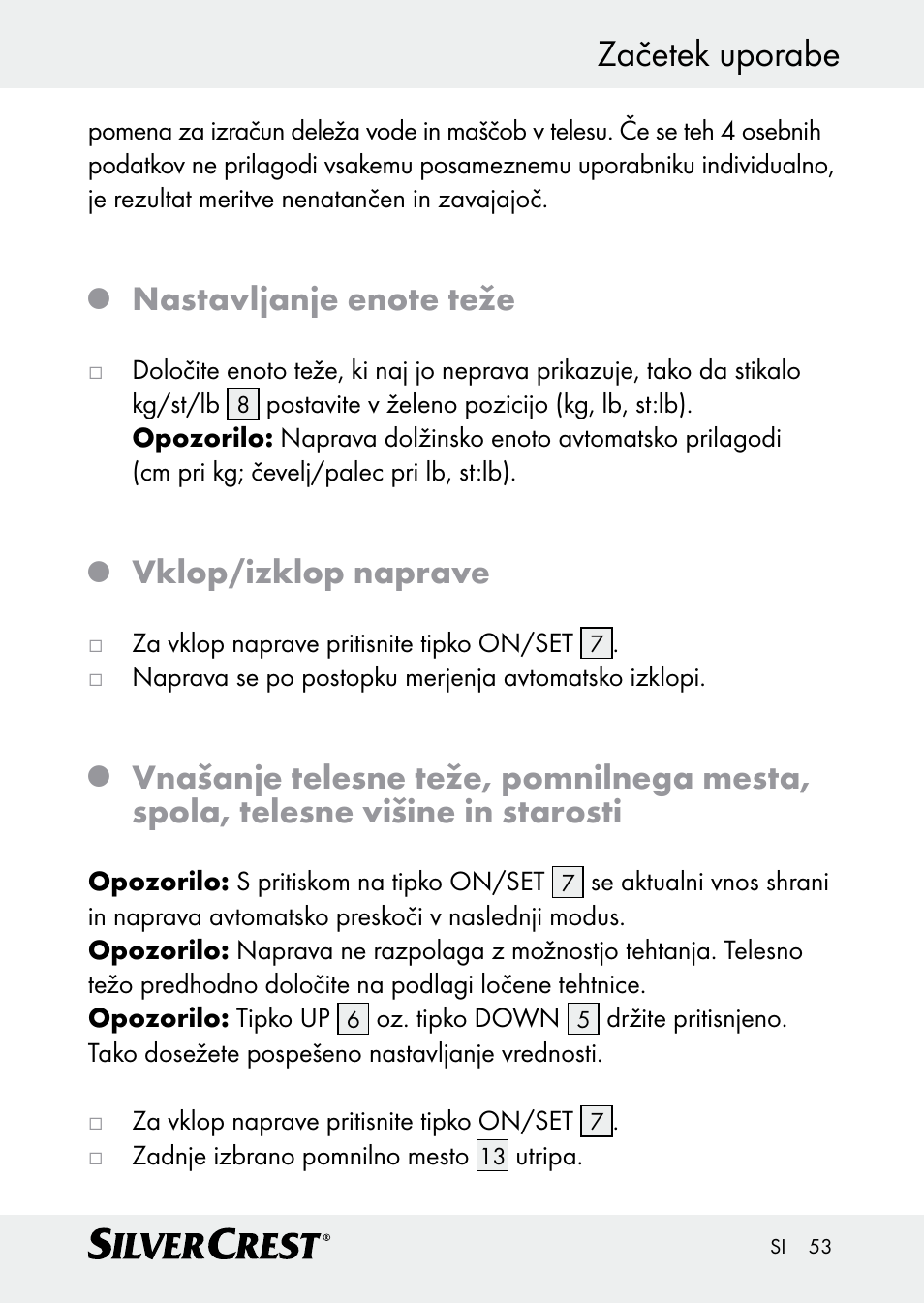 Začetek uporabe, Vklop/izklop naprave | Silvercrest Z30509 User Manual | Page 53 / 85