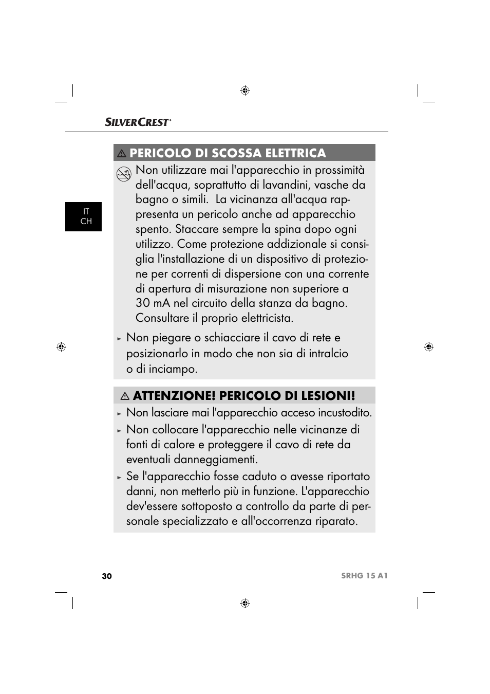 Non lasciare mai l'apparecchio acceso incustodito | Silvercrest SRHG 15 A1 User Manual | Page 33 / 64