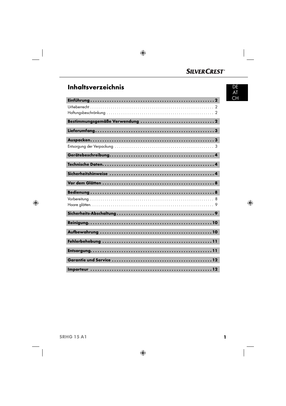 Silvercrest SRHG 15 A1 User Manual | Page 4 / 64