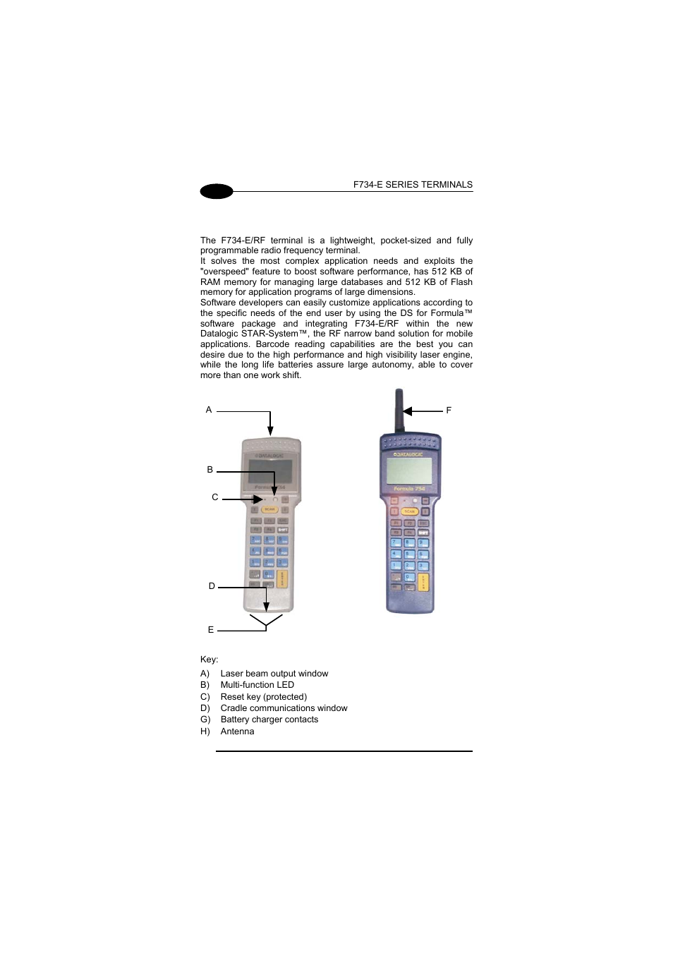 F734-e/rf, 2 f734-e/rf | Datalogic Scanning F734-E User Manual | Page 20 / 52