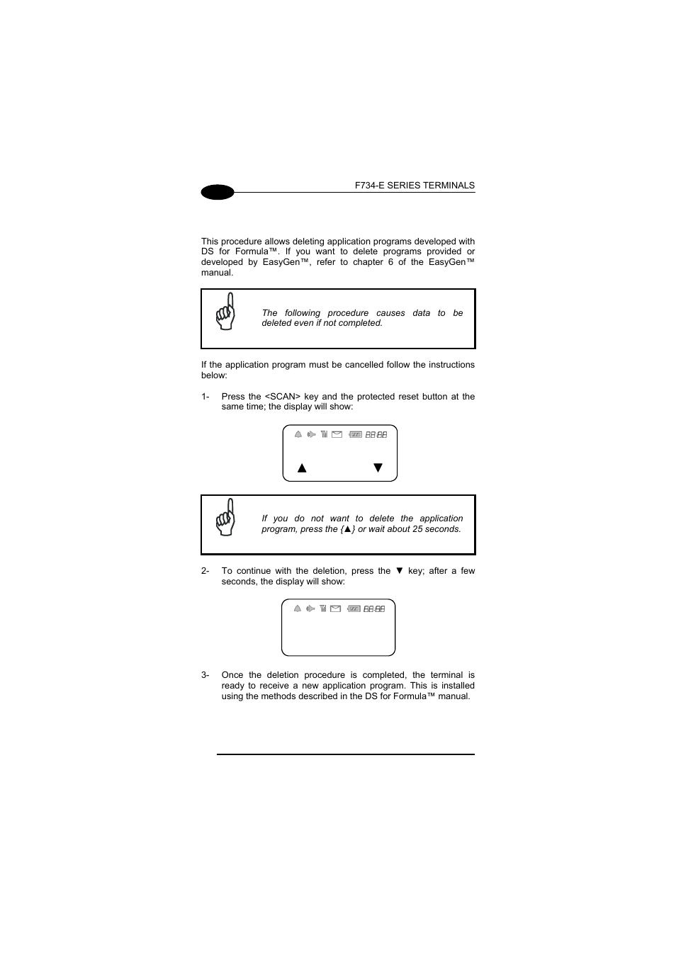 Deleting the application program, 3 deleting the application program | Datalogic Scanning F734-E User Manual | Page 38 / 52