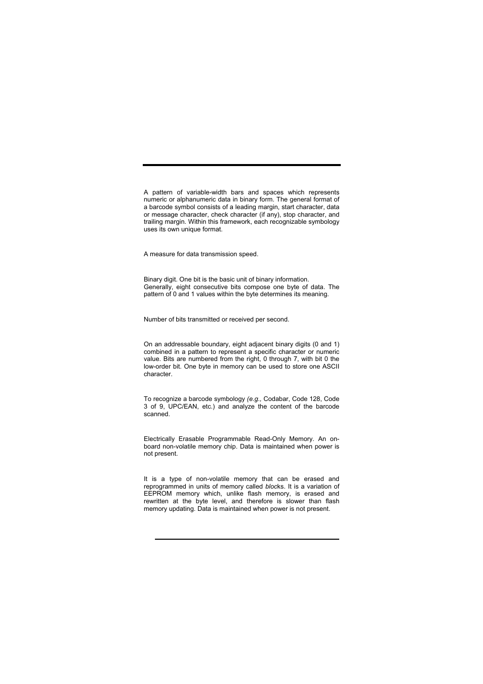 Glossary | Datalogic Scanning F734-E User Manual | Page 48 / 52