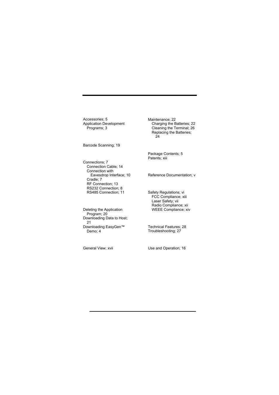 Index | Datalogic Scanning F734-E User Manual | Page 50 / 52