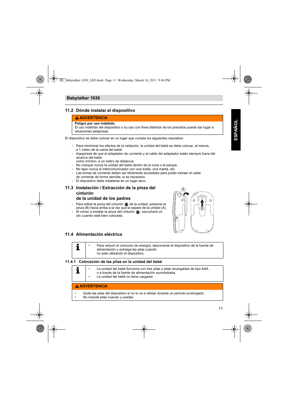 4 alimentación eléctrica | Silvercrest BABYTALKER 1030 User Manual | Page 11 / 80