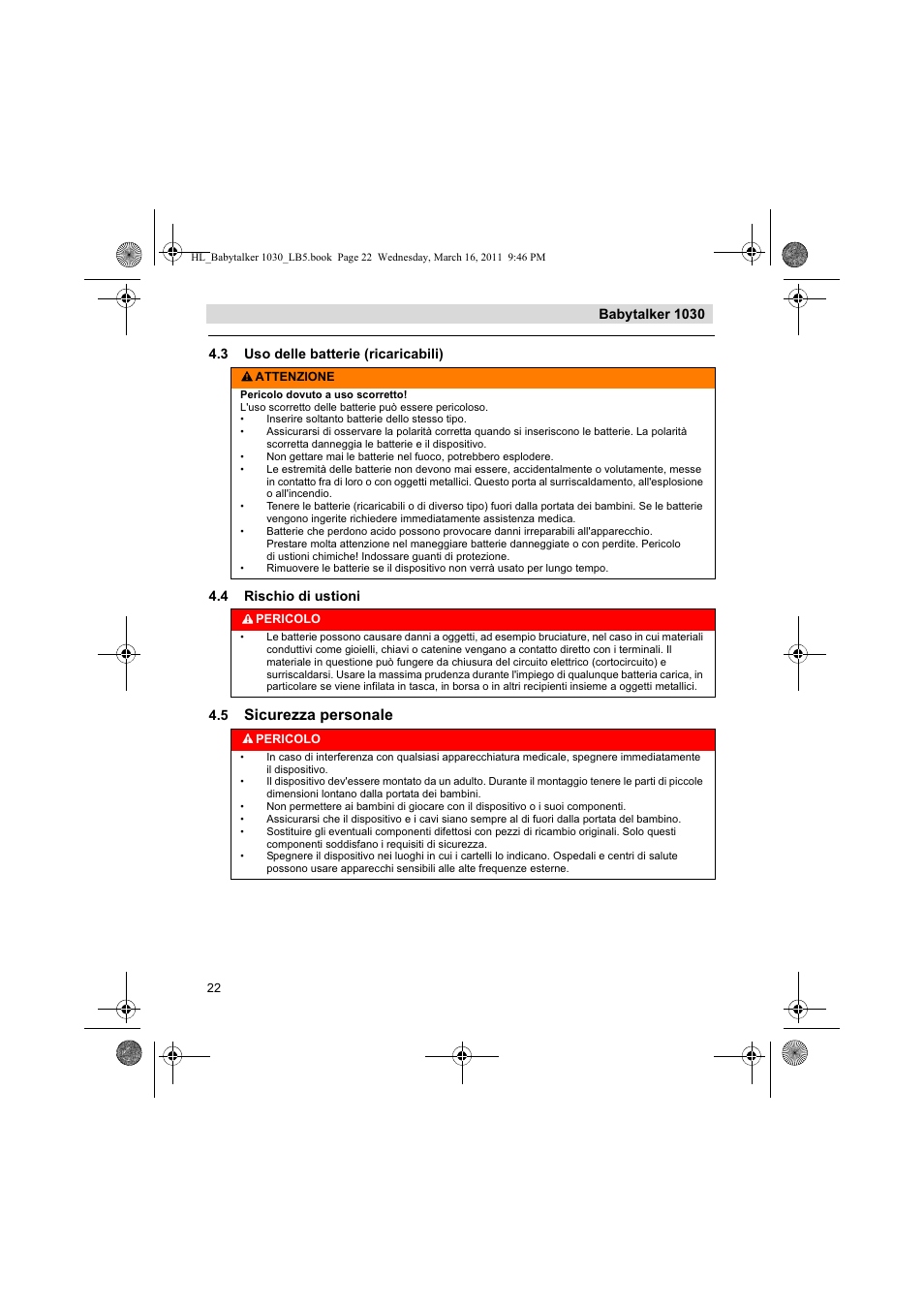 Sicurezza personale, Babytalker 1030 | Silvercrest BABYTALKER 1030 User Manual | Page 22 / 80