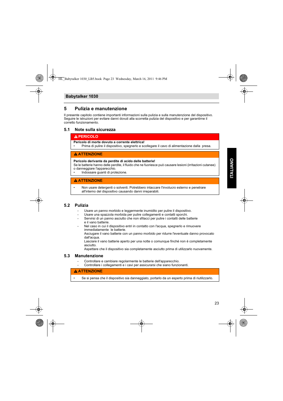 5pulizia e manutenzione | Silvercrest BABYTALKER 1030 User Manual | Page 23 / 80