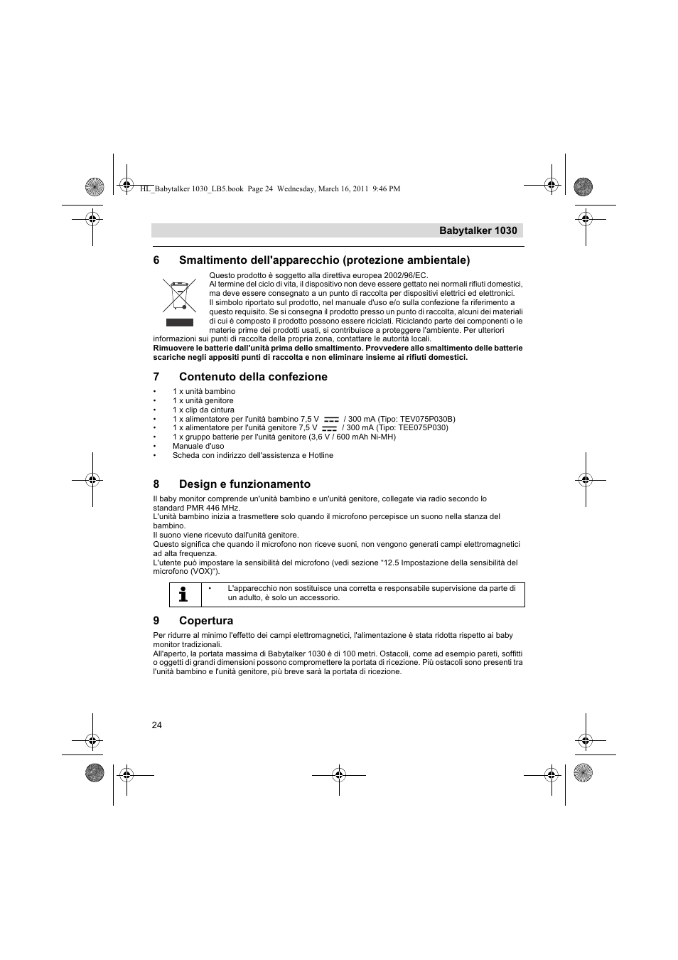 7contenuto della confezione, 8design e funzionamento, 9copertura | Silvercrest BABYTALKER 1030 User Manual | Page 24 / 80