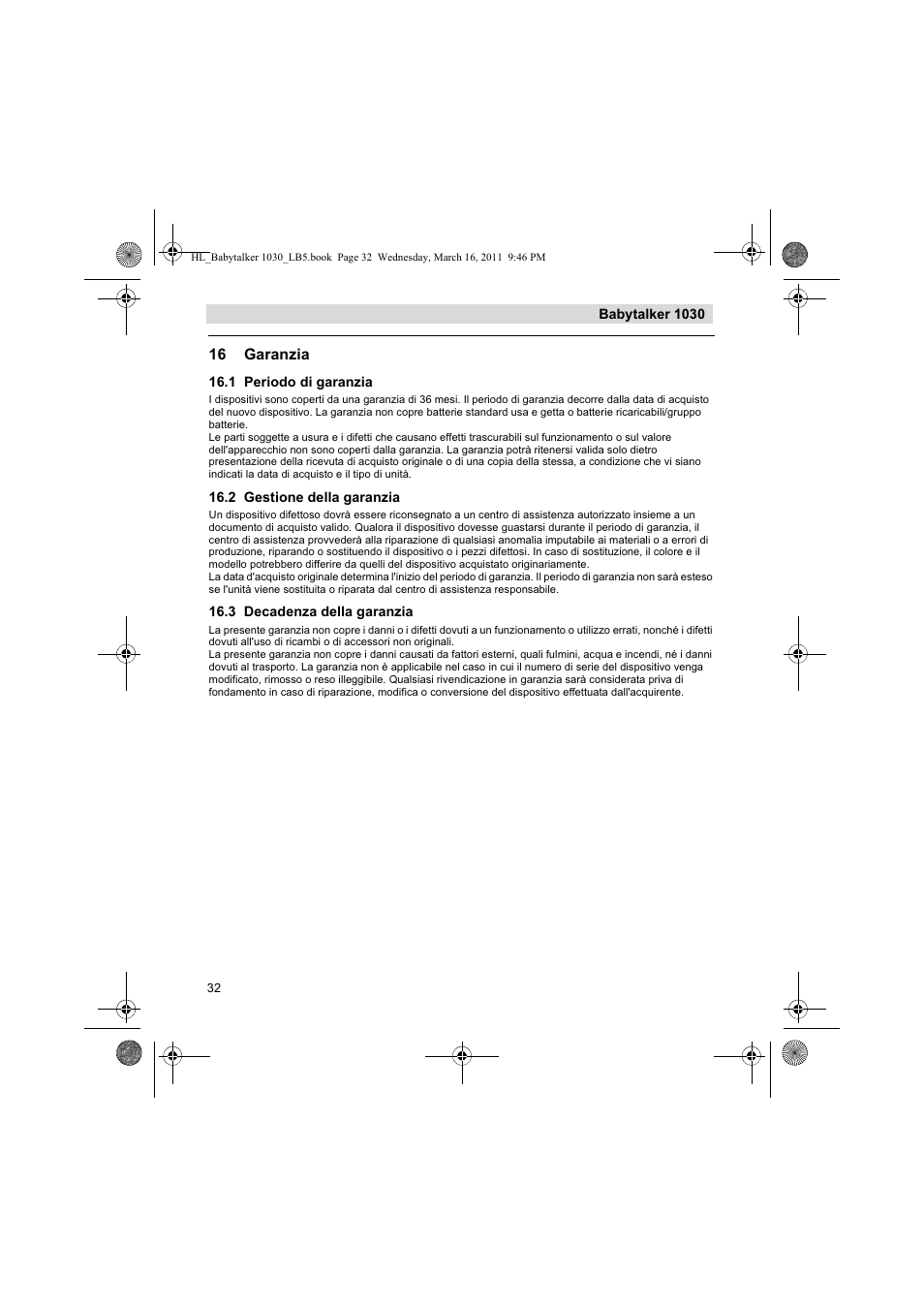 16 garanzia | Silvercrest BABYTALKER 1030 User Manual | Page 32 / 80