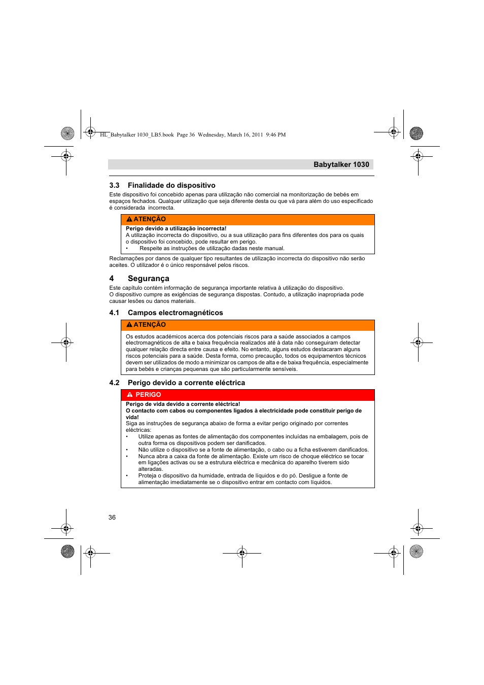 4segurança | Silvercrest BABYTALKER 1030 User Manual | Page 36 / 80