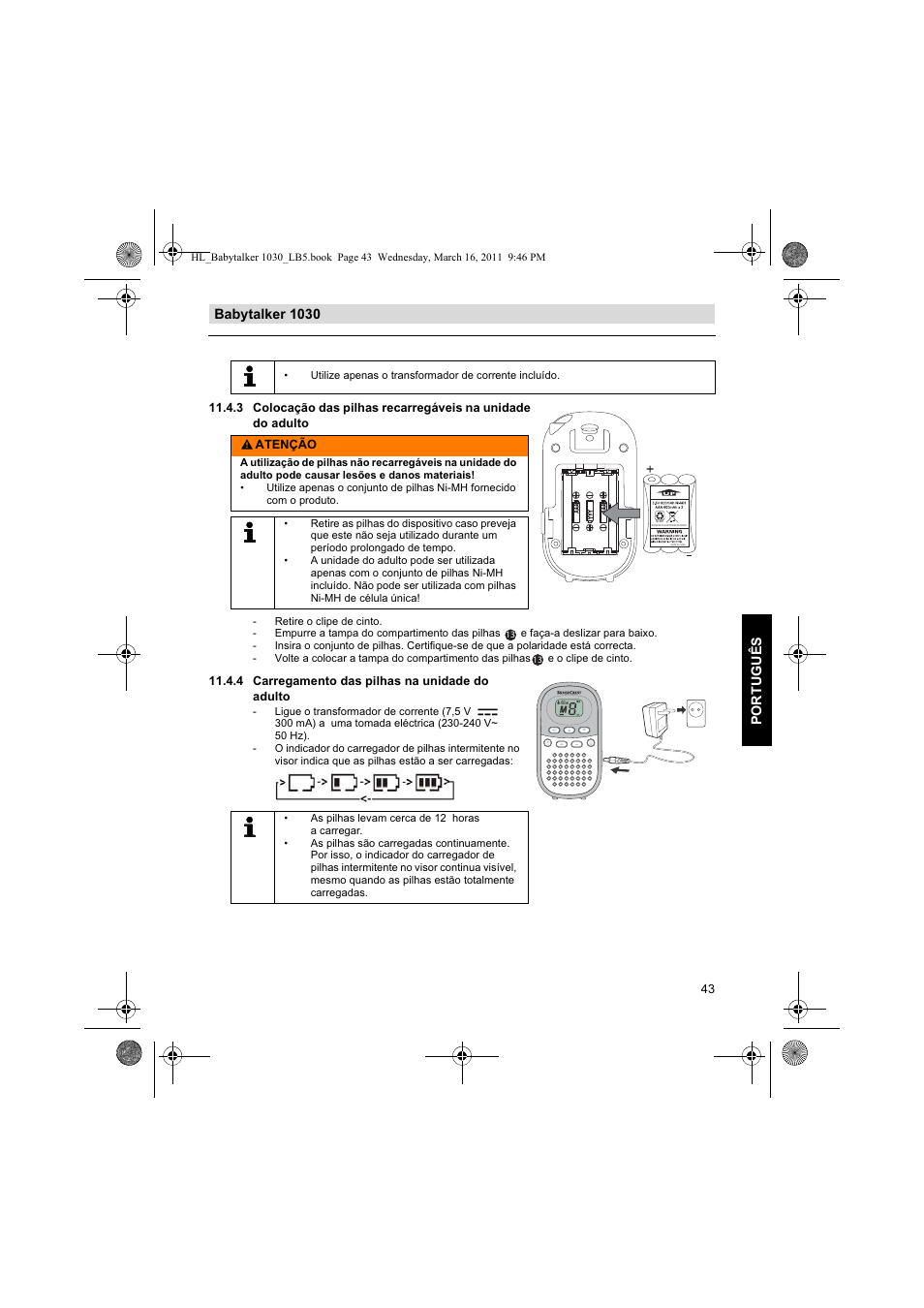 Babytalker 1030 português | Silvercrest BABYTALKER 1030 User Manual | Page 43 / 80