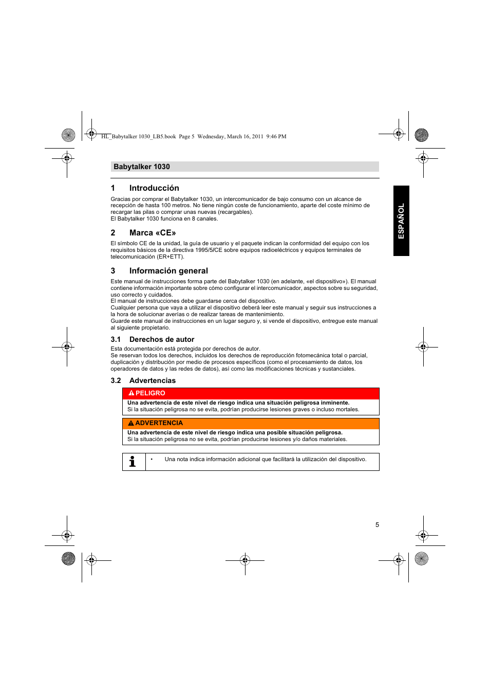 1introducción, 2marca «ce, 3información general | Silvercrest BABYTALKER 1030 User Manual | Page 5 / 80