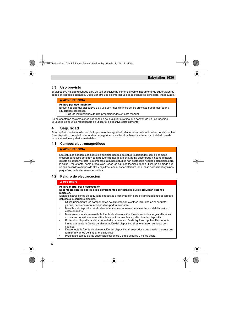 4seguridad | Silvercrest BABYTALKER 1030 User Manual | Page 6 / 80