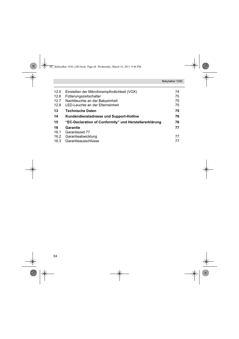 Silvercrest BABYTALKER 1030 User Manual | Page 64 / 80