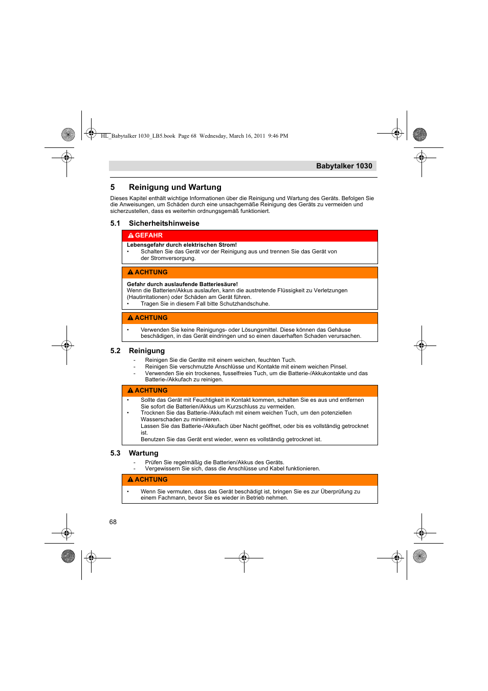 5reinigung und wartung | Silvercrest BABYTALKER 1030 User Manual | Page 68 / 80