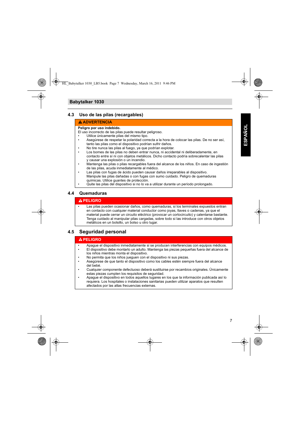 Seguridad personal | Silvercrest BABYTALKER 1030 User Manual | Page 7 / 80