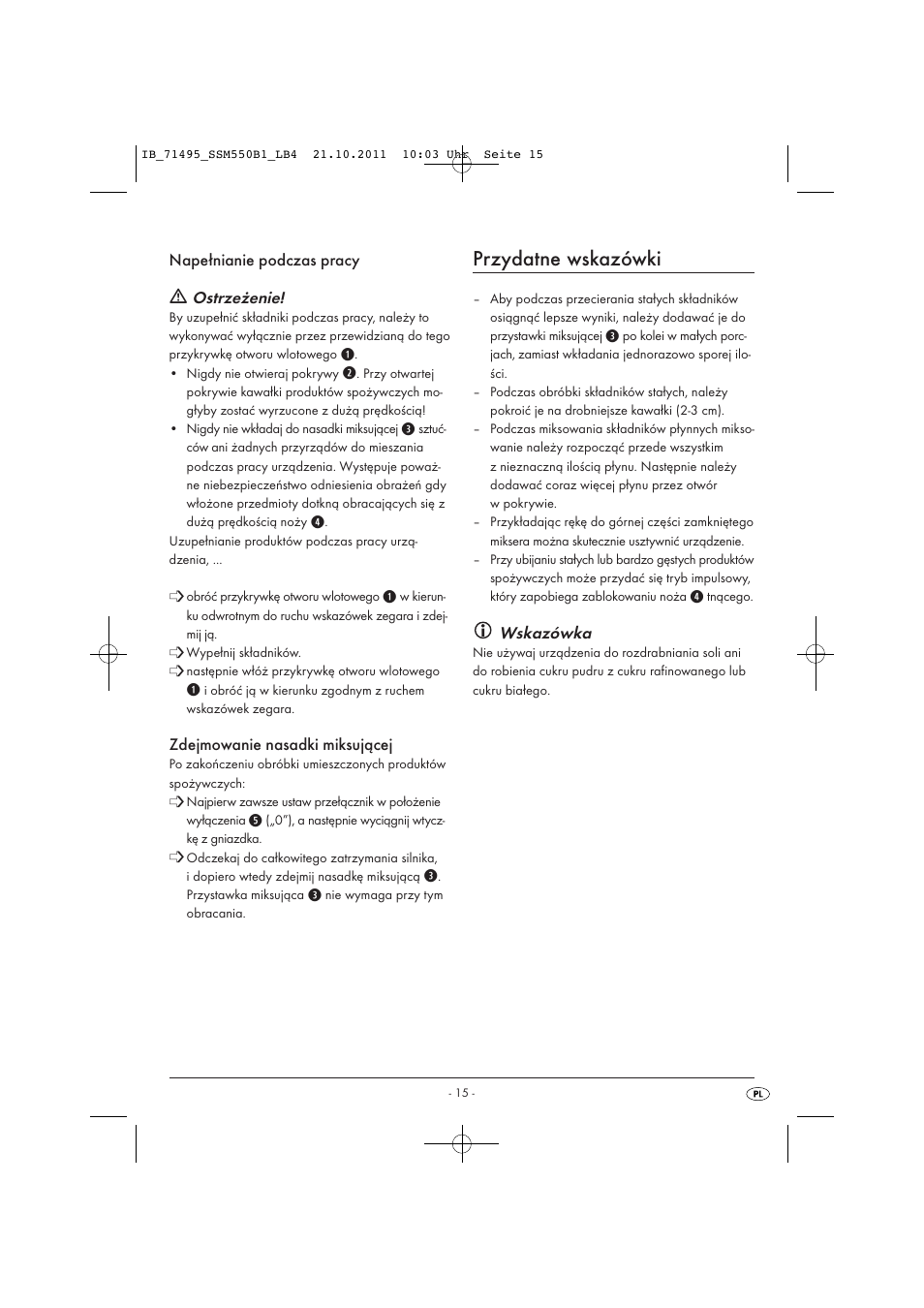 Przydatne wskazówki | Silvercrest SSM 550 B1 User Manual | Page 17 / 72