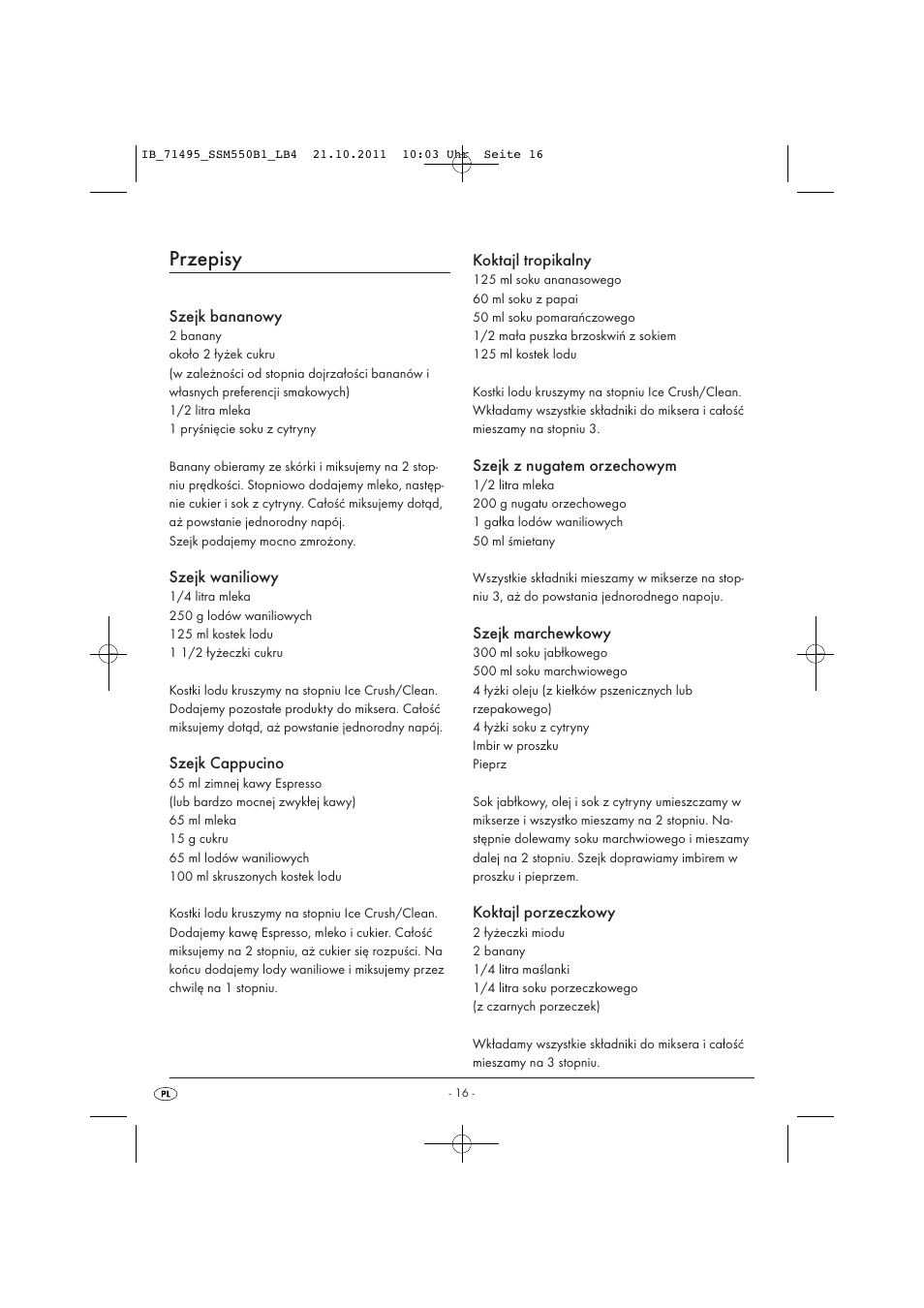 Przepisy | Silvercrest SSM 550 B1 User Manual | Page 18 / 72