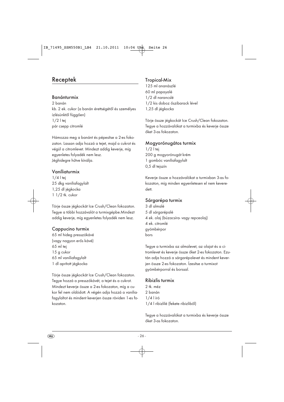 Receptek | Silvercrest SSM 550 B1 User Manual | Page 28 / 72