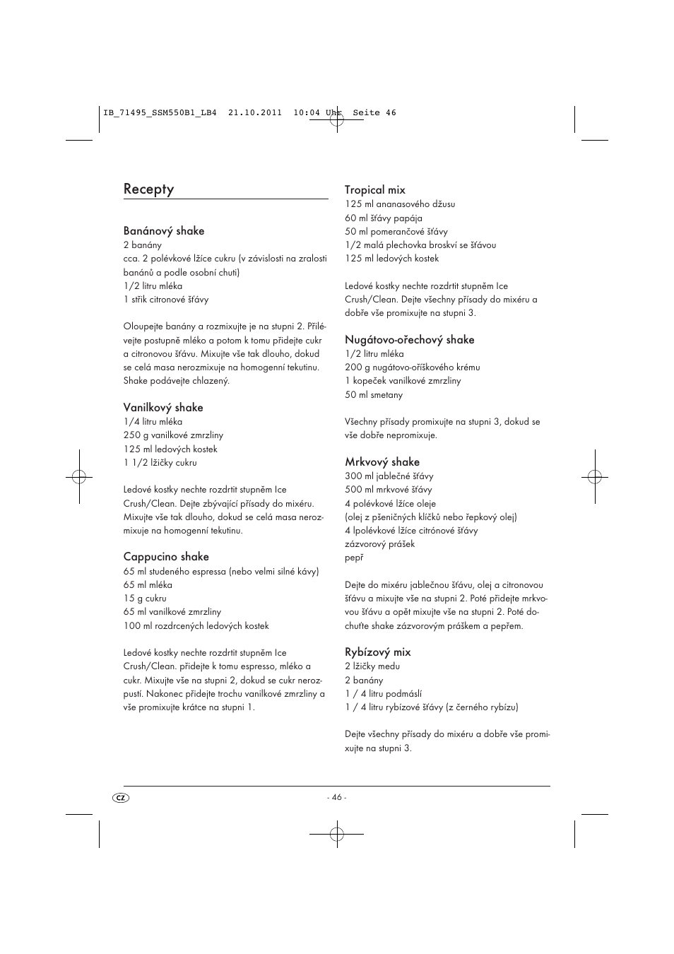 Recepty | Silvercrest SSM 550 B1 User Manual | Page 48 / 72